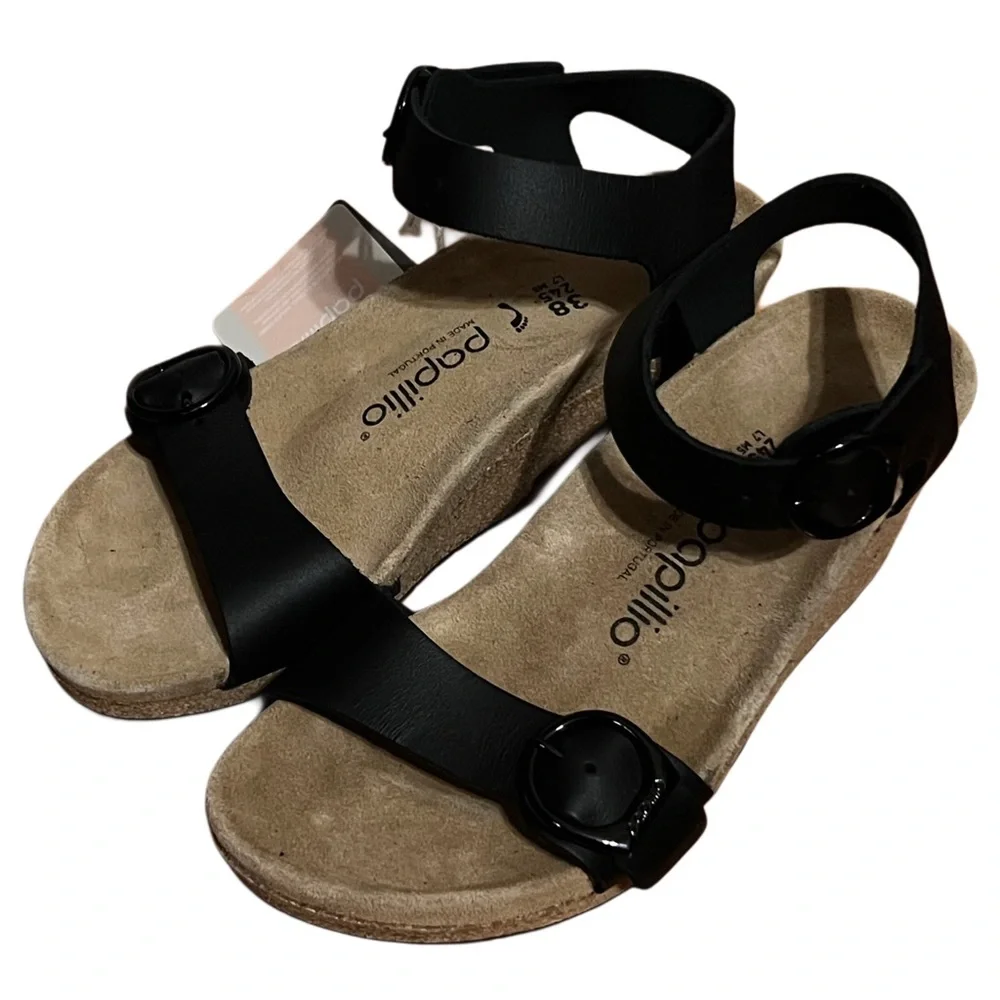 NWT Papillo Birkenstock Soley Leather Modern Boho Euro Minimalist Wedge Sandal
